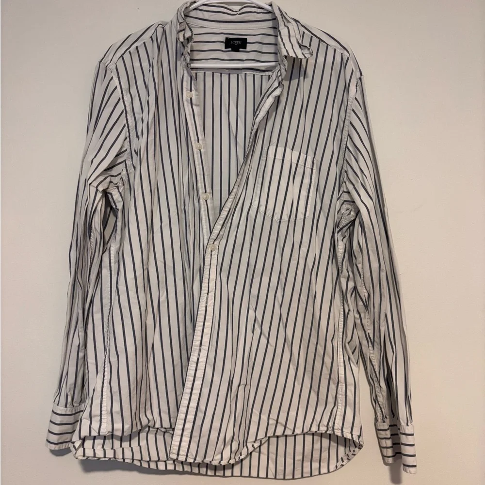 J. Crew Navy and White Striped Shirt